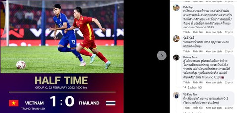 Bị dẫn 0-1 ở hiệp 1, cổ động viên Thái chê U23 Việt Nam đá buồn ngủ và nhát - Ảnh 1. Bị dẫn 0-1 ở hiệp 1, cổ động viên Thái chê U23 Việt Nam đá buồn ngủ và nhát - Ảnh 1.