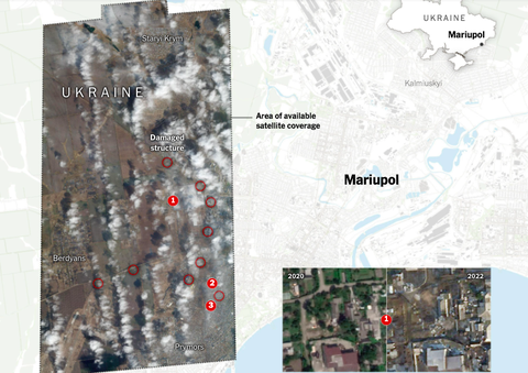 Thiệt hại nặng do pháo kích ở Mariupol nhìn từ ảnh vệ tinh - Ảnh 3. Thiệt hại nặng do pháo kích ở Mariupol nhìn từ ảnh vệ tinh - Ảnh 3.