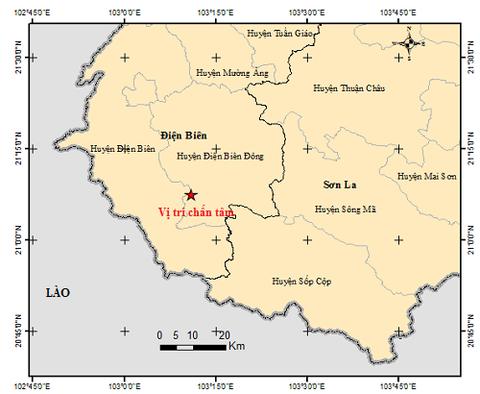 Động đất có độ lớn 4,5 độ Richter gây rung lắc ở Điện Biên - Ảnh 1. Động đất có độ lớn 4,5 độ Richter gây rung lắc ở Điện Biên - Ảnh 1.