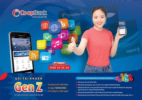 Ưu đãi 5K khi đăng ký Gói tài khoản GEN Z của Co-opBank - Ảnh 1. Ưu đãi 5K khi đăng ký Gói tài khoản GEN Z của Co-opBank - Ảnh 1.