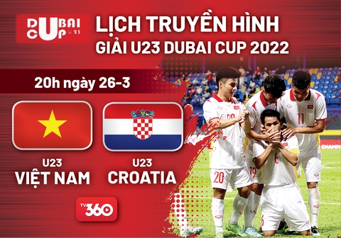 Lịch trực tiếp U23 Việt Nam - U23 Croatia tại Dubai Cup 2022 - Ảnh 1. Lịch trực tiếp U23 Việt Nam - U23 Croatia tại Dubai Cup 2022 - Ảnh 1.