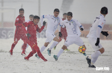 U23 Việt Nam - U23 Uzbekistan tái hiện chung kết Thường Châu tuyết trắng - Ảnh 2. U23 Việt Nam - U23 Uzbekistan tái hiện chung kết Thường Châu tuyết trắng - Ảnh 2.