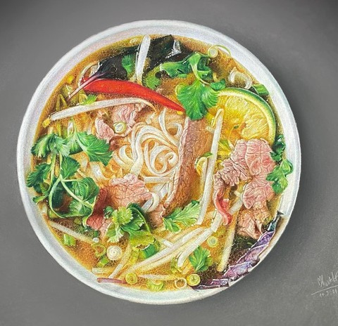 Đói bụng, chàng trai vẽ tô phở sống động đến bất ngờ - Ảnh 1. Đói bụng, chàng trai vẽ tô phở sống động đến bất ngờ - Ảnh 1.