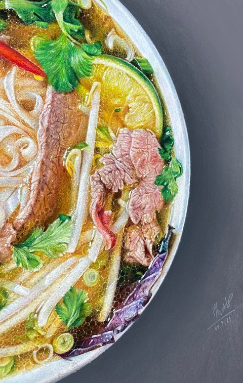 Đói bụng, chàng trai vẽ tô phở sống động đến bất ngờ - Ảnh 2. Đói bụng, chàng trai vẽ tô phở sống động đến bất ngờ - Ảnh 2.