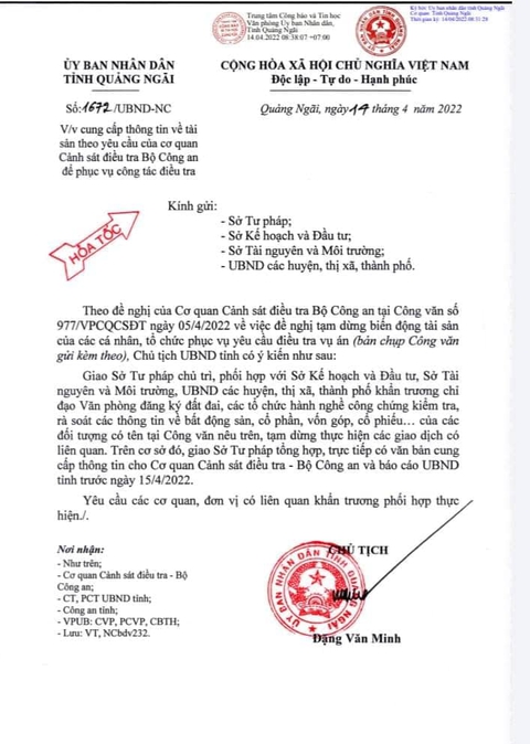 Hỏa tốc rà soát thông tin, biến động tài sản tại Quảng Ngãi liên quan 4 lãnh đạo FLC đã bị bắt - Ảnh 1. Hỏa tốc rà soát thông tin, biến động tài sản tại Quảng Ngãi liên quan 4 lãnh đạo FLC đã bị bắt - Ảnh 1.