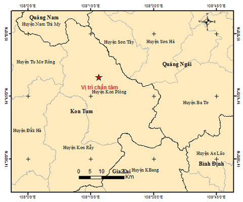 Tối 15-4, liên tiếp 4 trận động đất ở huyện Kon Plông, tỉnh Kon Tum - Ảnh 1. Tối 15-4, liên tiếp 4 trận động đất ở huyện Kon Plông, tỉnh Kon Tum - Ảnh 1.