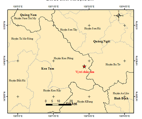 Kon Tum lại xảy ra động đất 4,5 độ Richter, gây rung lắc mạnh - Ảnh 2. Kon Tum lại xảy ra động đất 4,5 độ Richter, gây rung lắc mạnh - Ảnh 2.