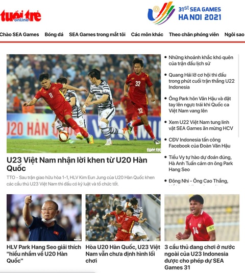 Tuổi Trẻ Online ra mắt chuyên trang SEA Games 31 - Ảnh 1. Tuổi Trẻ Online ra mắt chuyên trang SEA Games 31 - Ảnh 1.
