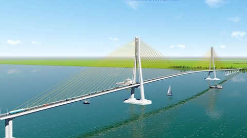 Bộ Giao thông vận tải nêu lý do xin lùi thời gian hoàn thành cầu Đại Ngãi- Ảnh 1. Phối cảnh cầu dây văng Đại Ngãi 1 vượt sông Hậu - Nguồn: Bộ Giao thông vận tải