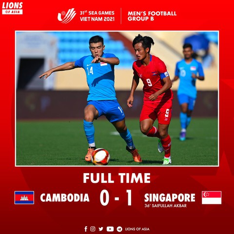Phung phí cơ hội, U23 Campuchia thua sát nút Singapore - Ảnh 1. Phung phí cơ hội, U23 Campuchia thua sát nút Singapore - Ảnh 1.