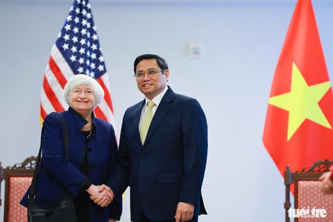 Thủ tướng Việt Nam tiếp Bộ trưởng Tài chính Mỹ tại Washington - Ảnh 1. Thủ tướng Việt Nam tiếp Bộ trưởng Tài chính Mỹ tại Washington - Ảnh 1.