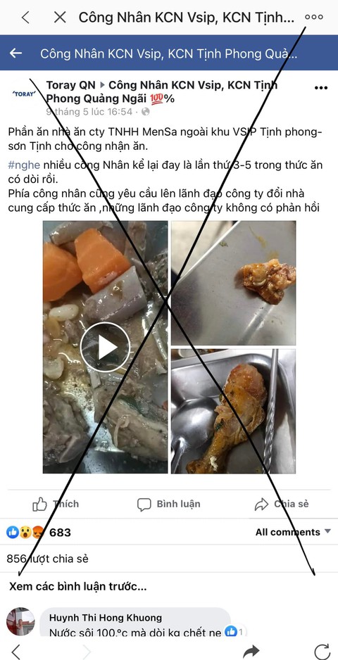 Suất ăn có dòi ở Khu công nghiệp VSIP Quảng Ngãi là tin giả - Ảnh 1. Suất ăn có dòi ở Khu công nghiệp VSIP Quảng Ngãi là tin giả - Ảnh 1.