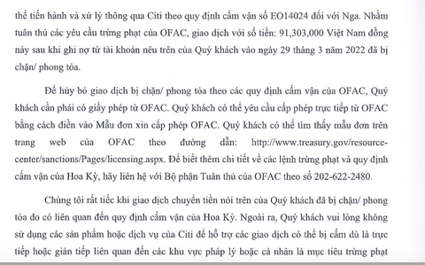 Chuyển tiền trong nước nhưng bị chặn hơn 1 tháng vì ngân hàng bị cấm vận - Ảnh 1. Chuyển tiền trong nước nhưng bị chặn hơn 1 tháng vì ngân hàng bị cấm vận - Ảnh 1.