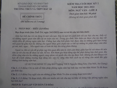 Đưa chuyện xâm hại tình dục vào đề kiểm tra, học sinh viết gì? - Ảnh 2. Đưa chuyện xâm hại tình dục vào đề kiểm tra, học sinh viết gì? - Ảnh 2.