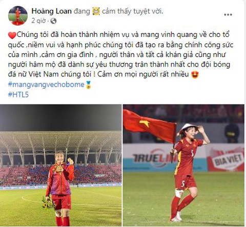 Các tuyển thủ nữ Việt Nam xúc động, cảm ơn người hâm mộ trên Facebook - Ảnh 2. Các tuyển thủ nữ Việt Nam xúc động, cảm ơn người hâm mộ trên Facebook - Ảnh 2.