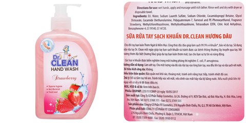 Đình chỉ lưu hành, thu hồi sản phẩm sữa rửa tay sạch khuẩn Dr.Clean hương dâu - Ảnh 1. Đình chỉ lưu hành, thu hồi sản phẩm sữa rửa tay sạch khuẩn Dr.Clean hương dâu - Ảnh 1.
