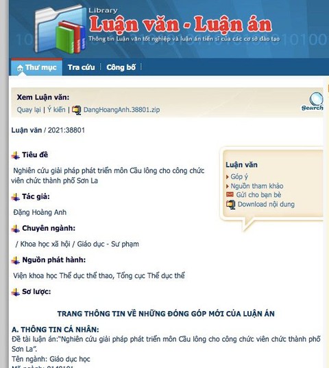 Luận án tiến sĩ Nghiên cứu giải pháp phát triển môn cầu lông cho công chức....’ là có thật - Ảnh 1. Luận án tiến sĩ Nghiên cứu giải pháp phát triển môn cầu lông cho công chức....’ là có thật - Ảnh 1.