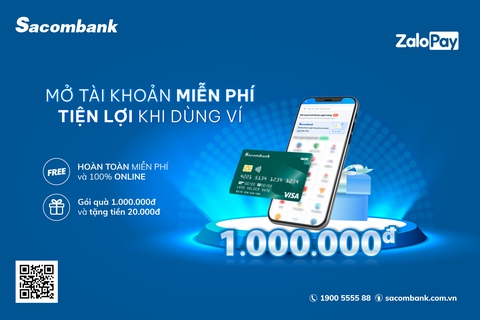 Có thể mở tài khoản Sacombank trên ví ZaloPay - Ảnh 1. Có thể mở tài khoản Sacombank trên ví ZaloPay - Ảnh 1.