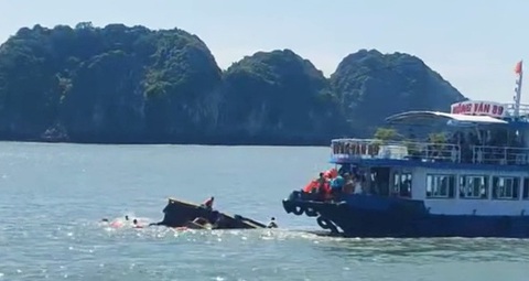 Va chạm tàu du lịch trên vịnh Lan Hạ, một nữ du khách tử vong - Ảnh 1. Va chạm tàu du lịch trên vịnh Lan Hạ, một nữ du khách tử vong - Ảnh 1.