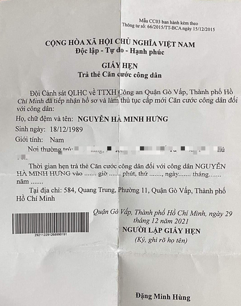 ‘Có giấy hẹn trả căn cước công dân cũng như không?’ - Ảnh 2. ‘Có giấy hẹn trả căn cước công dân cũng như không?’ - Ảnh 2.