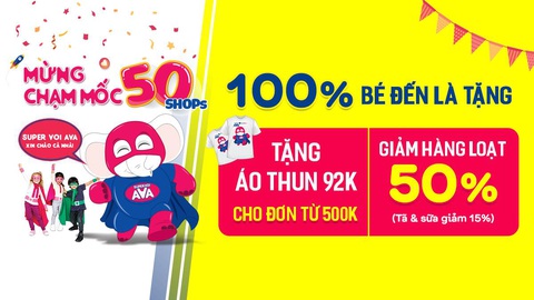AVAKids mở tiệc sale khủng mừng cột mốc 50 cửa hàng: gì cũng giảm, đến là có quà! - Ảnh 1. AVAKids mở tiệc sale khủng mừng cột mốc 50 cửa hàng: gì cũng giảm, đến là có quà! - Ảnh 1.