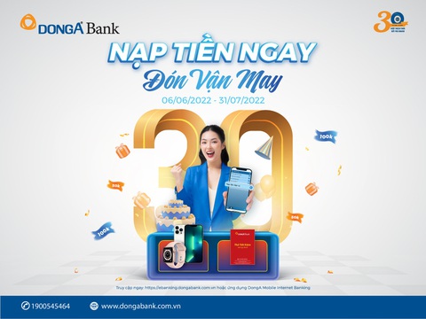 Cơ hội nhận 3 triệu đồng khi nạp tiền điện thoại trên DongA eBanking - Ảnh 1. Cơ hội nhận 3 triệu đồng khi nạp tiền điện thoại trên DongA eBanking - Ảnh 1.