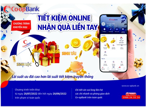 Co-opBank triển khai chương trình Tiết kiệm online nhận quà liền tay - Ảnh 1. Co-opBank triển khai chương trình Tiết kiệm online nhận quà liền tay - Ảnh 1.