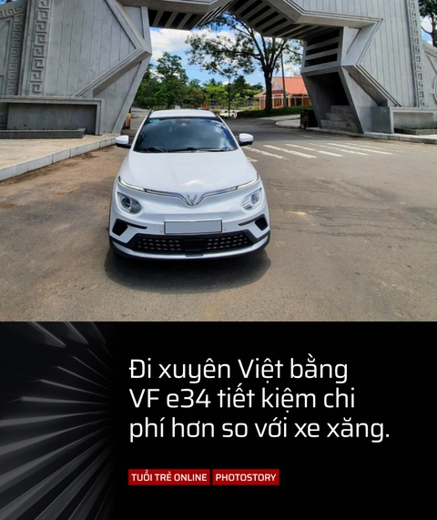 Thầy giáo Lâm Đồng lái VinFast VF e34 xuyên Việt: Chi phí rẻ hơn xe xăng - Ảnh 1. Thầy giáo Lâm Đồng lái VinFast VF e34 xuyên Việt: Chi phí rẻ hơn xe xăng - Ảnh 1.