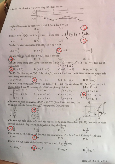 Gợi ý bài giải 24 mã đề môn toán thi tốt nghiệp THPT - Ảnh 18. Gợi ý bài giải 24 mã đề môn toán thi tốt nghiệp THPT - Ảnh 18.