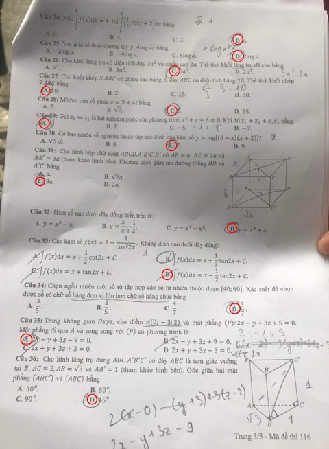 Gợi ý bài giải 24 mã đề môn toán thi tốt nghiệp THPT - Ảnh 13. Gợi ý bài giải 24 mã đề môn toán thi tốt nghiệp THPT - Ảnh 13.