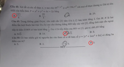 Gợi ý bài giải 24 mã đề môn toán thi tốt nghiệp THPT - Ảnh 15. Gợi ý bài giải 24 mã đề môn toán thi tốt nghiệp THPT - Ảnh 15.
