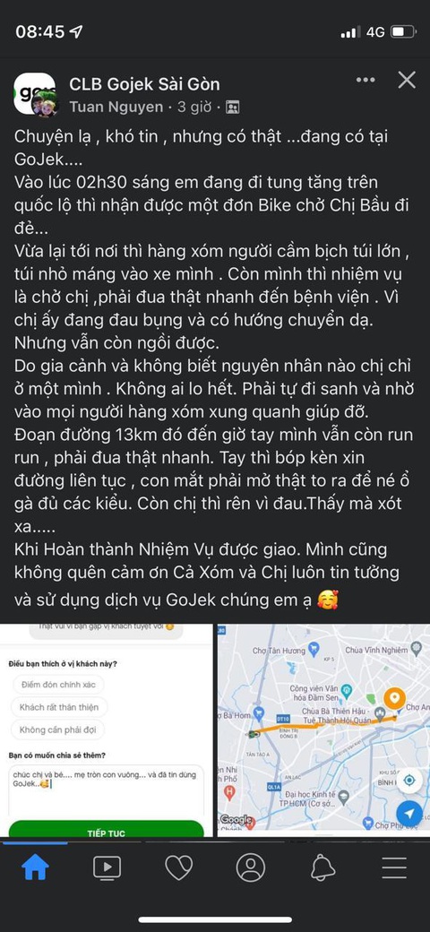 Chuyển dạ lúc rạng sáng, sản phụ được tài xế Gojek dùng xe máy chở đến bệnh viện - Ảnh 2. Chuyển dạ lúc rạng sáng, sản phụ được tài xế Gojek dùng xe máy chở đến bệnh viện - Ảnh 2.