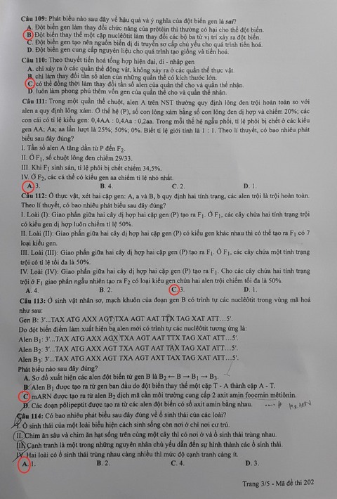 Gợi ý bài giải môn sinh học kỳ thi tốt nghiệp THPT 2022 - Ảnh 3. Gợi ý bài giải môn sinh học kỳ thi tốt nghiệp THPT 2022 - Ảnh 3.