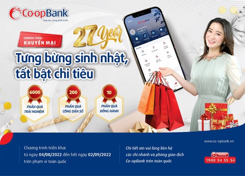 Co-opBank triển khai chương trình khuyến mại ‘Tưng bừng sinh nhật, tất bật chi tiêu’ - Ảnh 1. Co-opBank triển khai chương trình khuyến mại ‘Tưng bừng sinh nhật, tất bật chi tiêu’ - Ảnh 1.