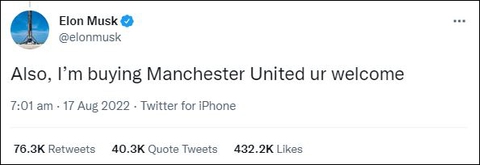 Elon Musk đòi mua Manchester United - Ảnh 1. Elon Musk đòi mua Manchester United - Ảnh 1.