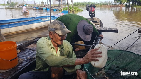 Nước lũ tràn đồng, người dân vùng biên tất bật đánh bắt cá - Ảnh 3. Nước lũ tràn đồng, người dân vùng biên tất bật đánh bắt cá - Ảnh 3.