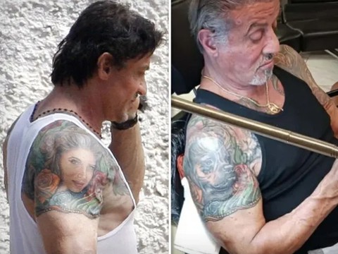 Sylvester Stallone bị vợ đệ đơn ly hôn do xăm hình thú cưng đè lên hình xăm mặt vợ - Ảnh 2. Sylvester Stallone bị vợ đệ đơn ly hôn do xăm hình thú cưng đè lên hình xăm mặt vợ - Ảnh 2.