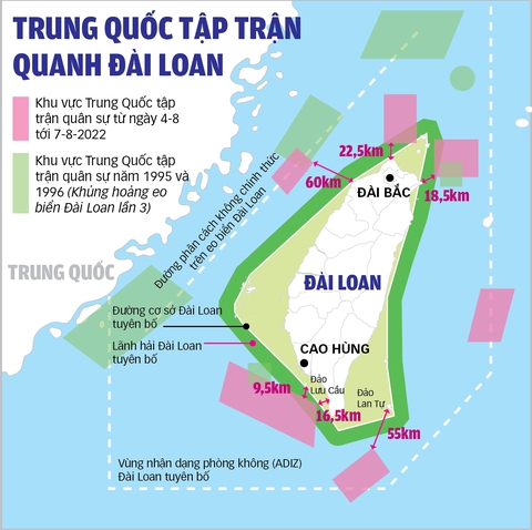 Vì sao Trung Quốc chọn 6 khu vực quanh Đài Loan để tập trận? - Ảnh 1. Vì sao Trung Quốc chọn 6 khu vực quanh Đài Loan để tập trận? - Ảnh 1.