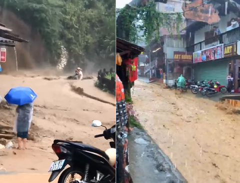 Mưa dông lớn ở miền Bắc: Bỏ xe giữa đường ở Hà Nội, nước chảy như thác ở Sa Pa - Ảnh 7. Mưa dông lớn ở miền Bắc: Bỏ xe giữa đường ở Hà Nội, nước chảy như thác ở Sa Pa - Ảnh 7.