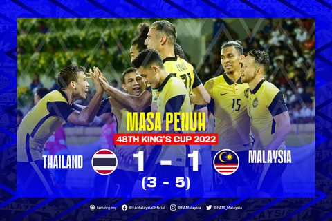Malaysia loại sốc Thái Lan ở bán kết Kings Cup 2022 - Ảnh 1. Malaysia loại sốc Thái Lan ở bán kết Kings Cup 2022 - Ảnh 1.