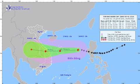 Trưa nay 26-9, bão số 4 tăng cường độ trở lại và dự báo tiếp tục mạnh thêm - Ảnh 1. Trưa nay 26-9, bão số 4 tăng cường độ trở lại và dự báo tiếp tục mạnh thêm - Ảnh 1.