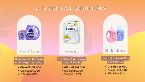10.10 Siêu Sale Chính Hãng - Mua hàng hiệu siêu ưu đãi trên Shopee - Ảnh 3. 10.10 Siêu Sale Chính Hãng - Mua hàng hiệu siêu ưu đãi trên Shopee - Ảnh 3.