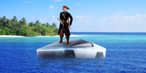 Elon Musk khoe bán tải Tesla Cybertruck có thể đi trên nước như thuyền - Ảnh 1. Elon Musk khoe bán tải Tesla Cybertruck có thể đi trên nước như thuyền - Ảnh 1.