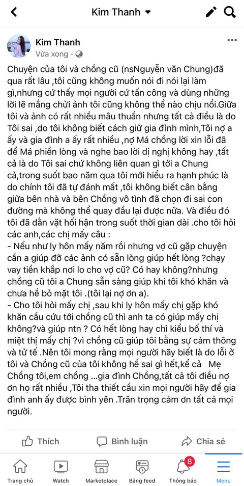 Vợ cũ bênh vực Nguyễn Văn Chung, ‘đăng đàn’ nói rõ lý do ly hôn - Ảnh 2. Vợ cũ bênh vực Nguyễn Văn Chung, ‘đăng đàn’ nói rõ lý do ly hôn - Ảnh 2.