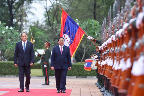 Lào tổ chức lễ đón trọng thể Thủ tướng Phạm Minh Chính - Ảnh 6. Lào tổ chức lễ đón trọng thể Thủ tướng Phạm Minh Chính - Ảnh 6.