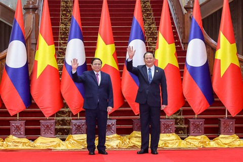 Lào tổ chức lễ đón trọng thể Thủ tướng Phạm Minh Chính - Ảnh 7. Lào tổ chức lễ đón trọng thể Thủ tướng Phạm Minh Chính - Ảnh 7.
