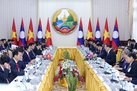 Lào tổ chức lễ đón trọng thể Thủ tướng Phạm Minh Chính - Ảnh 8. Lào tổ chức lễ đón trọng thể Thủ tướng Phạm Minh Chính - Ảnh 8.