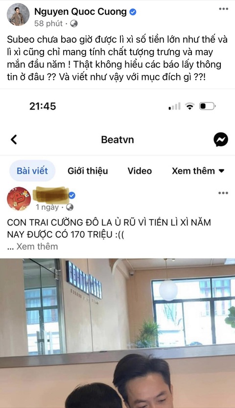 Hồ Ngọc Hà, Cường Đô la bức xúc vì tin đồn Subeo được lì xì 170 triệu đồng - Ảnh 1. Hồ Ngọc Hà, Cường Đô la bức xúc vì tin đồn Subeo được lì xì 170 triệu đồng - Ảnh 1.