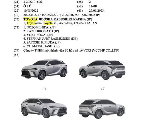 Lexus RX 2023 đăng ký kiểu dáng công nghiệp tại Việt Nam, ra mắt ngay quý 1 - Ảnh 1. Lexus RX 2023 đăng ký kiểu dáng công nghiệp tại Việt Nam, ra mắt ngay quý 1 - Ảnh 1.
