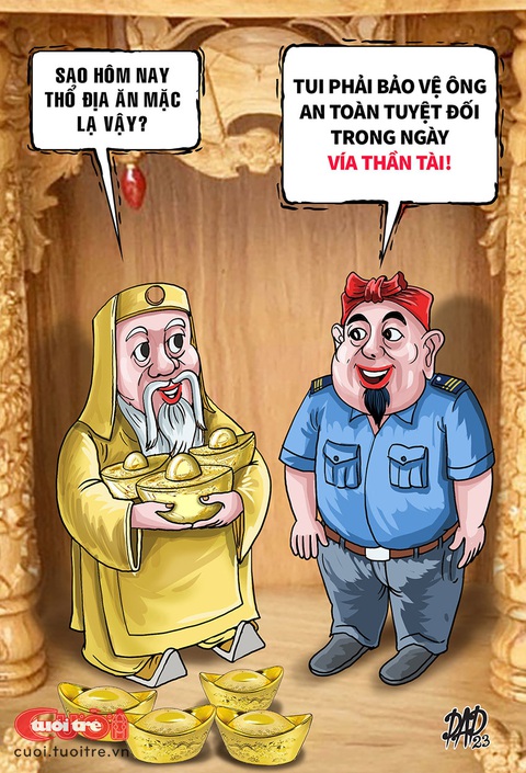 Ông Địa lên đồ trong ngày vía Thần Tài - Ảnh 1. Ông Địa lên đồ trong ngày vía Thần Tài - Ảnh 1.